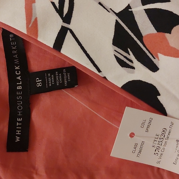 White House Black Market Ecru & Goddess Floral Sateen Fit & Flare Dress Sz8P NWT - Picture 6 of 15